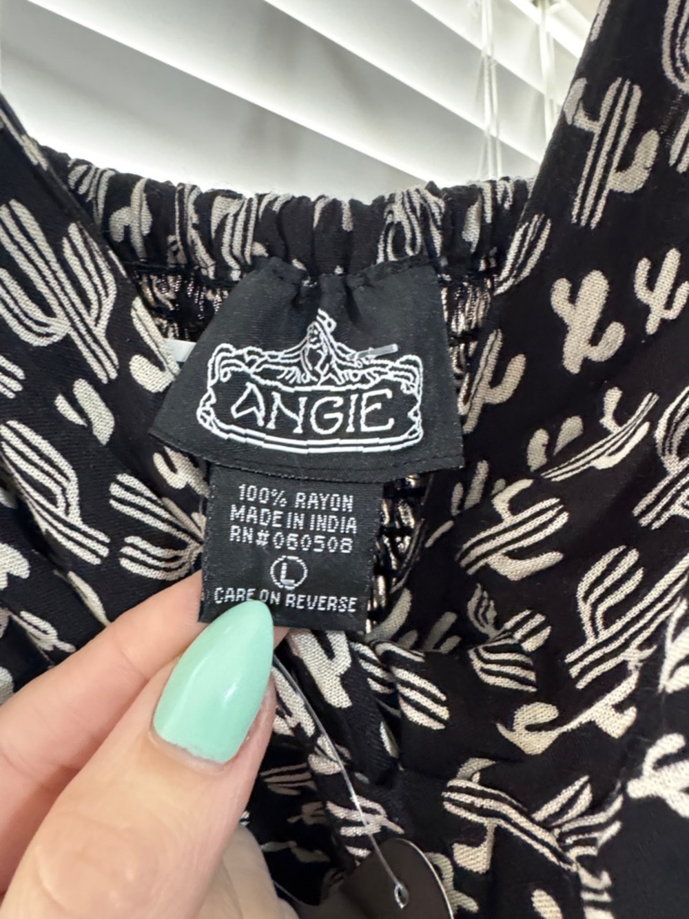 Angie Black Dress with Cream Cactus Print - Picture 2 of 4